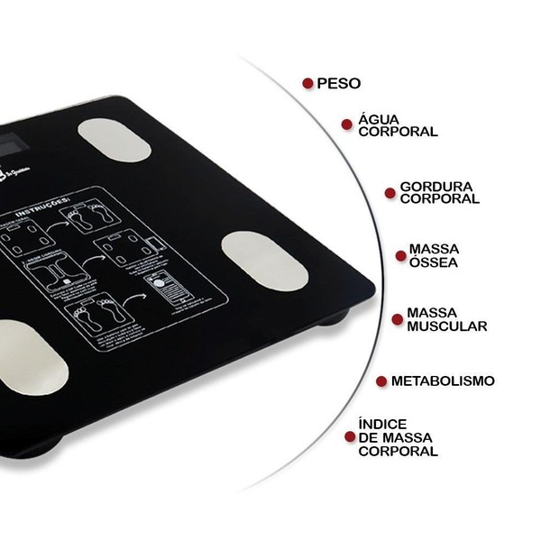 Balança Bioimpedância Digital Corporal Aplicativo Bluetooth