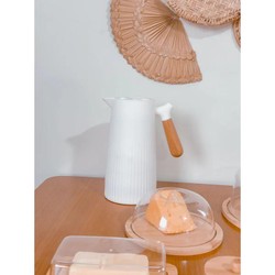 Kit Garrafa Térmica+Boleira+Queijeira+Porta Frios+Manteigueira+Açucareiro Bambu