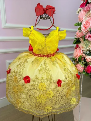 Vestido Temático Luxo Bordado - Bela e Fera