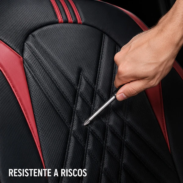 Kit Completo de Capas para Banco de Carro Averon em Couro Legítimo Universal 5 Lugares Com Airbag + Tapetes e Capa de Volante