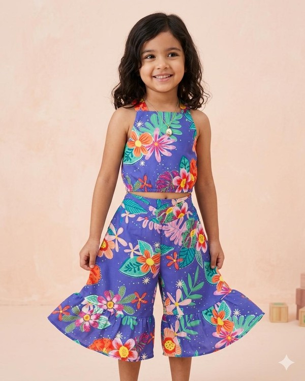 CONJUNTO CROPPED E PANTACOURT FLORAL MONSUCRE - 17060
