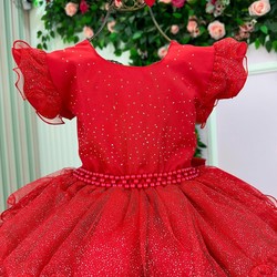 Vestido Luxuoso Babadinho - Vermelho Brilhante