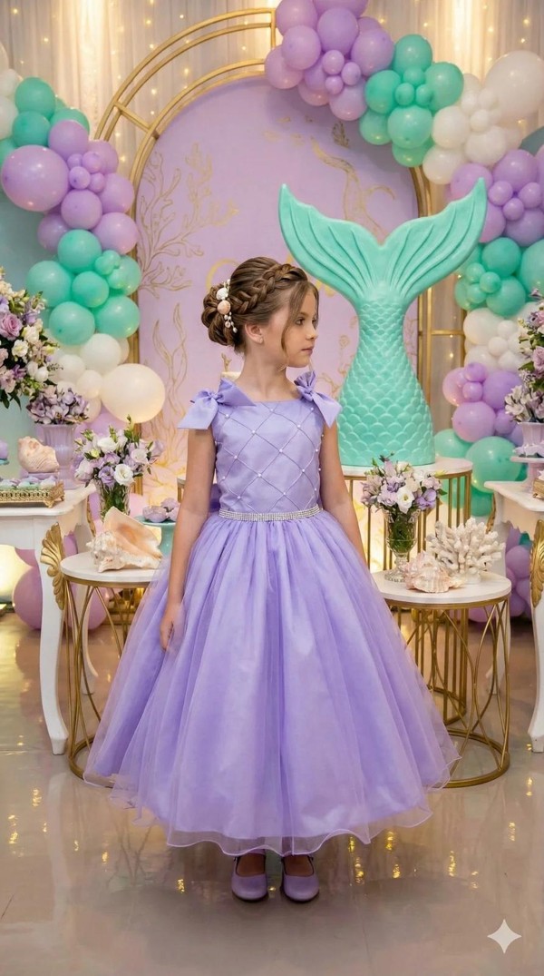 Vestido Luxo Lilás Inspiração - Ariel 