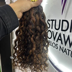 Cabelo Cacho Caipira Iluminado Escuro Fios de 55 cm (100g)