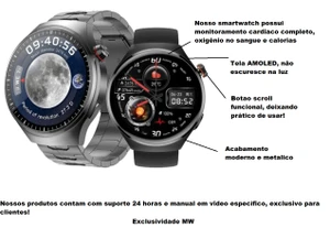 SmartWatch 4 com monitoramento de oxigênio Monitor cardíaco faz e recebe chamadas Notificações por SMS