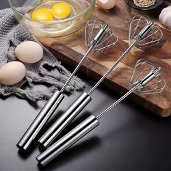 Batedor de ovos de aço inoxidável, misturador semiautomático durável para mistura de creme de ovo sem esforço, agitação e batida para cozimento de cozinha