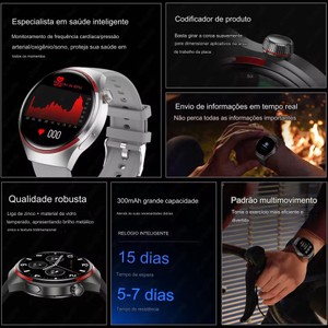 SmartWatch 4 com monitoramento de oxigênio Monitor cardíaco faz e recebe chamadas Notificações por SMS