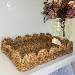 Bandeja em Fibra Natural Bege G 54,5x38x8cm