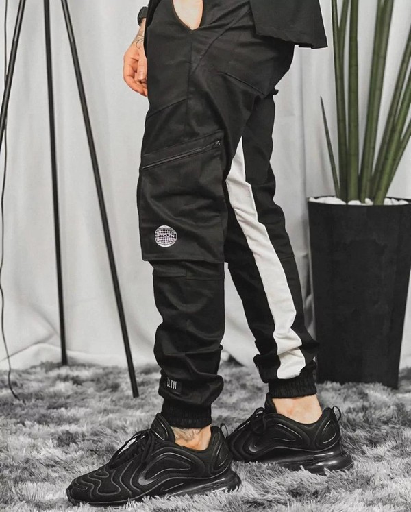 CALÇA MASCULINA STREET PRETA/BRANCA