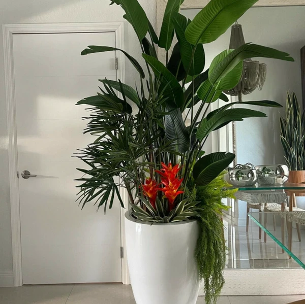 Mix de Plantas Tropicais em Vaso Brannan Branco Brilhante