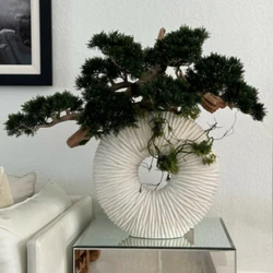 Grande Vaso Eternity com Bonsai Pendente e Madeira de Deriva
