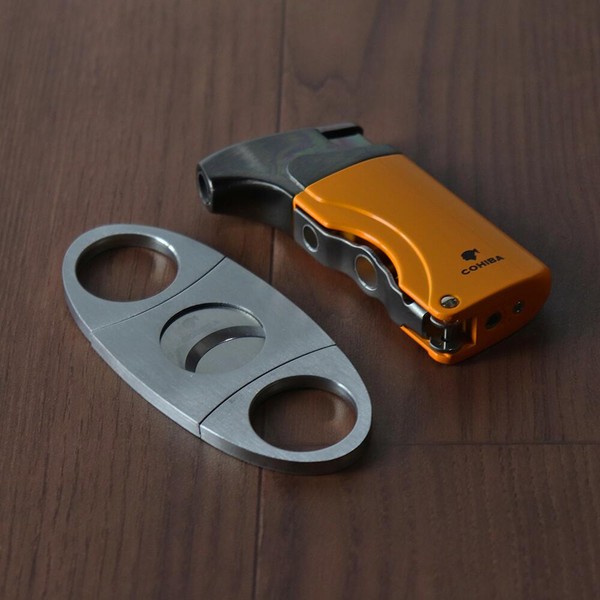 Kit Cohiba - Cortador Metal e Isqueiro (1 chama)