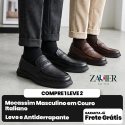 [COMPRE 1 E LEVE 2] Mocassim Masculino em Couro Italiano – Leve e Antiderrapante