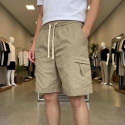[Pague 3, Leve 5!] Bermuda Cargo Fornax Masculina em Nylon Técnico Hidrorrepelente com Bolsos Utilitários e Cós Elástico