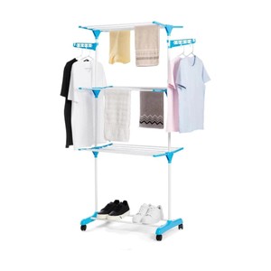 Super Varal 3 Andares Roupa Chão 4 Rodas Dobrável Várias Cores