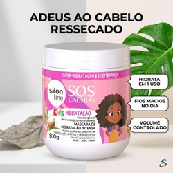 Salon Line SOS Cachos Kids Máscara Capilar Infantil Hidratação Intensa Cachinhos Ondulados Cacheados Crespos Vegana Hipoalergênica a partir de 3 Anos