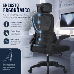 Cadeira de Escritório Presidente Ergonômica com Apoio Lombar Regulável — Home Office