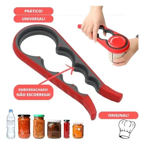 Abridor de Tampas Multifuncional em Silicone para Potes e Garrafas
