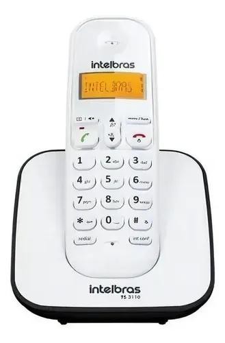 Telefone Sem Fio Intelbras TS 3110 – ID de Chamadas, Viva‑Voz e Agenda (Branco/Vermelho)