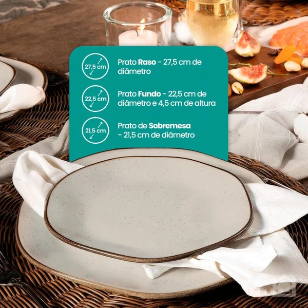 Aparelho de Jantar e Chá Ryo Maresia 20 Peças em Porcelana - Oxford
