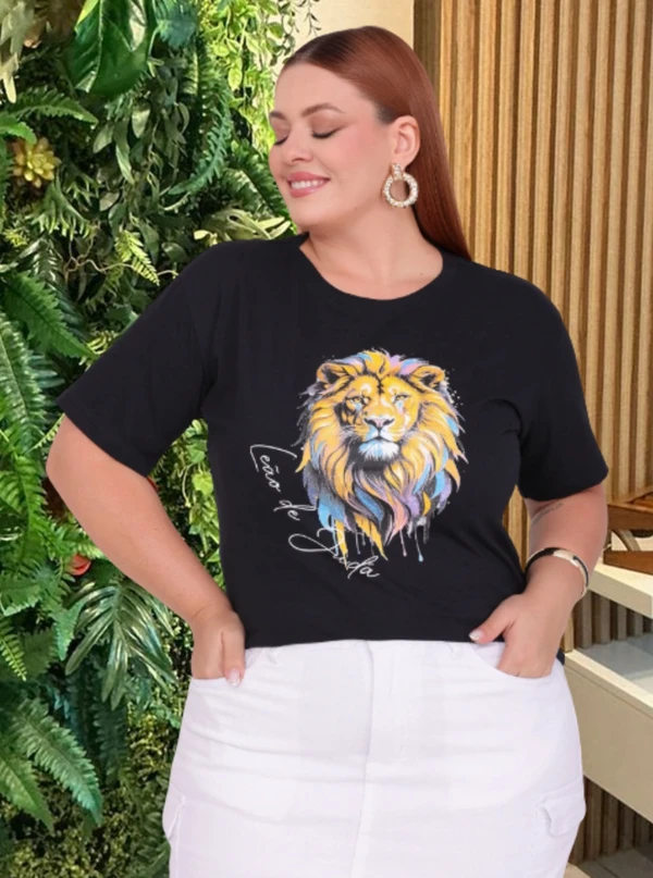 TSHIRT NO ALGODÃO LEÃO DE JUDÁ - PRETA
