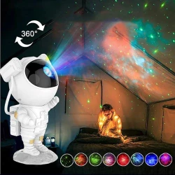 Projetor Astronauta Galáxia com Luz Estrelada e Controle Remoto