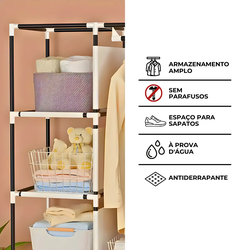 Guarda Roupa Closet Dobrável Organizador com Capa de Tecido