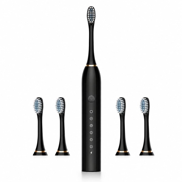 Escova de Dente Elétrica Sônica Ultrassônica Recarregável Bivolt 6 Modos com 4 Cabeças e Temporizador