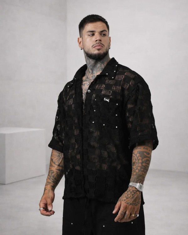 Camisa malha crochet miami Black