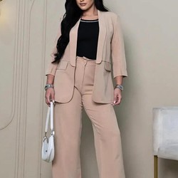 Conjunto Feminino Alfaiataria Premium – Blazer Moderno + Calça Pantalona Elegante