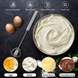 Batedor de ovos de aço inoxidável, misturador semiautomático durável para mistura de creme de ovo sem esforço, agitação e batida para cozimento de cozinha