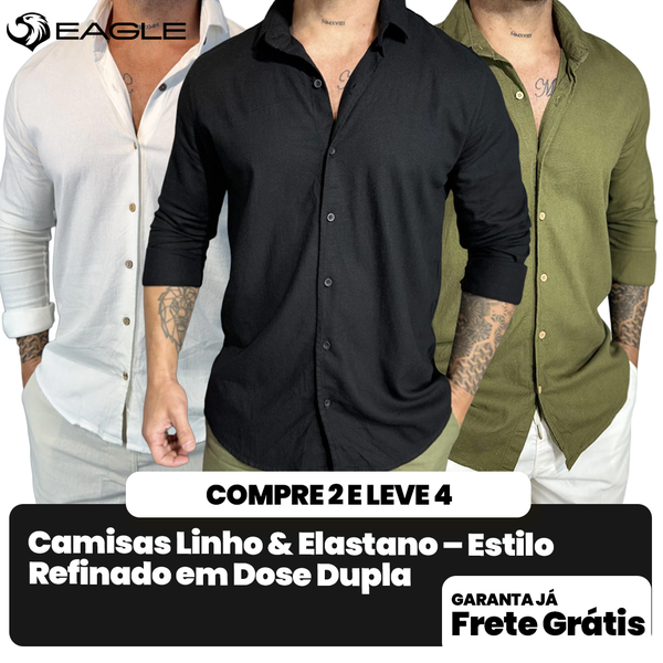 [COMPRE 2 E LEVE 4] Camisas Linho e Elastano – Estilo Refinado em Dose Dupla