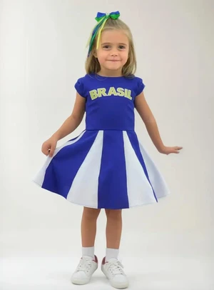 Vestido De Menina Brasil Azul E Branco - Copa