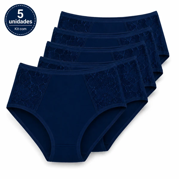 Kit com 5 Calcinhas Tanga Cintura Renda Lateral