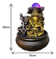 Fonte de Água em resina Hindu Ganesha Dourado - 26cm