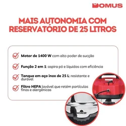 Extratora e Aspirador de Pó 1400W com Tanque Inox 127V/220V + 8 Acessórios Worker