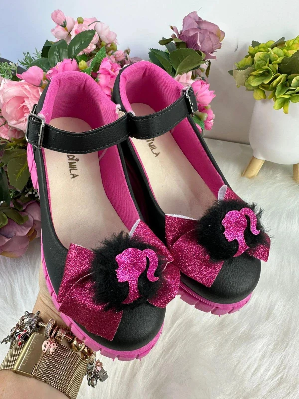 Sapatilha Mocassim Barbie - Preto e Pink