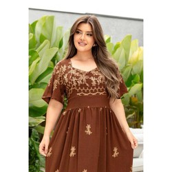 Vestido moda evangélica elegante luxo duna bordado maravilhoso