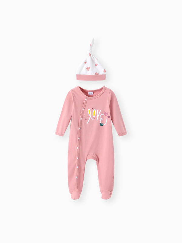 macacão bebê 2 peças coração estampado RN