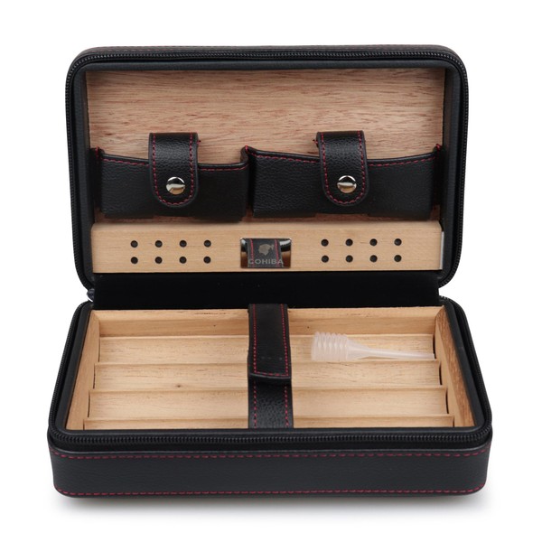 Umidor de Viagem Cohiba para 4 Charutos em Couro - Preto