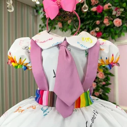 Vestido Temático - Aquarela Abc - Branco 