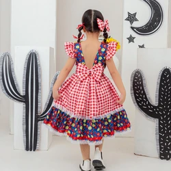 Vestido Junino - Xadrez Floral Com Coração Bordado 