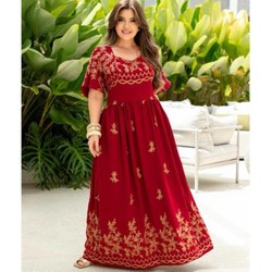 Vestido moda evangélica elegante luxo duna bordado maravilhoso