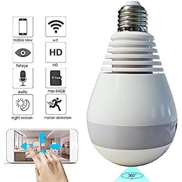 Câmera Lâmpada LED 360º WIFI Vr Cam Full View