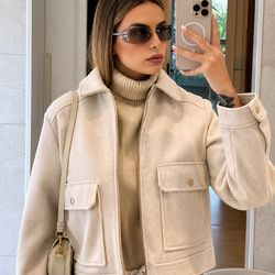Jaqueta Feminina Cropped de Inverno com Zíper