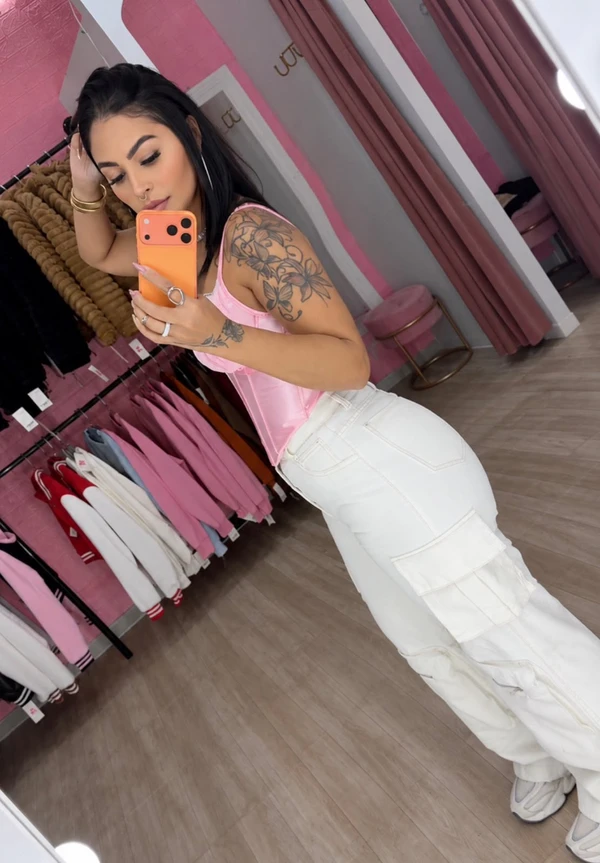 Calça cargo crua 