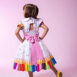 Vestido Temático - Aquarela Abc - Branco 