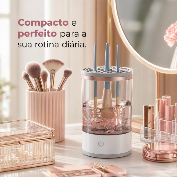 Limpador Elétrico de Pincéis de Maquiagem USB com Rotação Automática Limpa e Seca Rápido