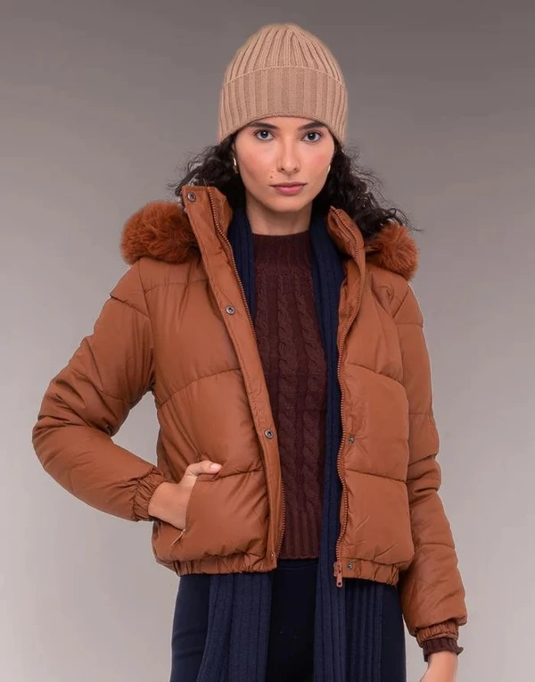 Doudoune Detalhe em Pelos Lauden Preto Velour