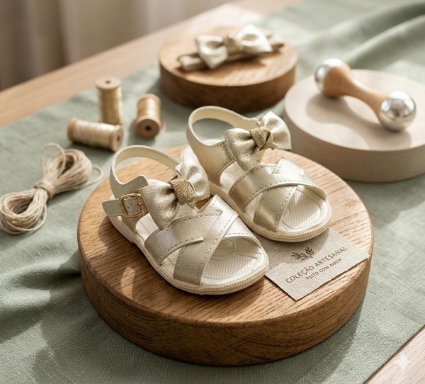 SANDÁLIA INFANTIL PAPETE  TIC TAC CASUAL DOURADO KLIN - 171180